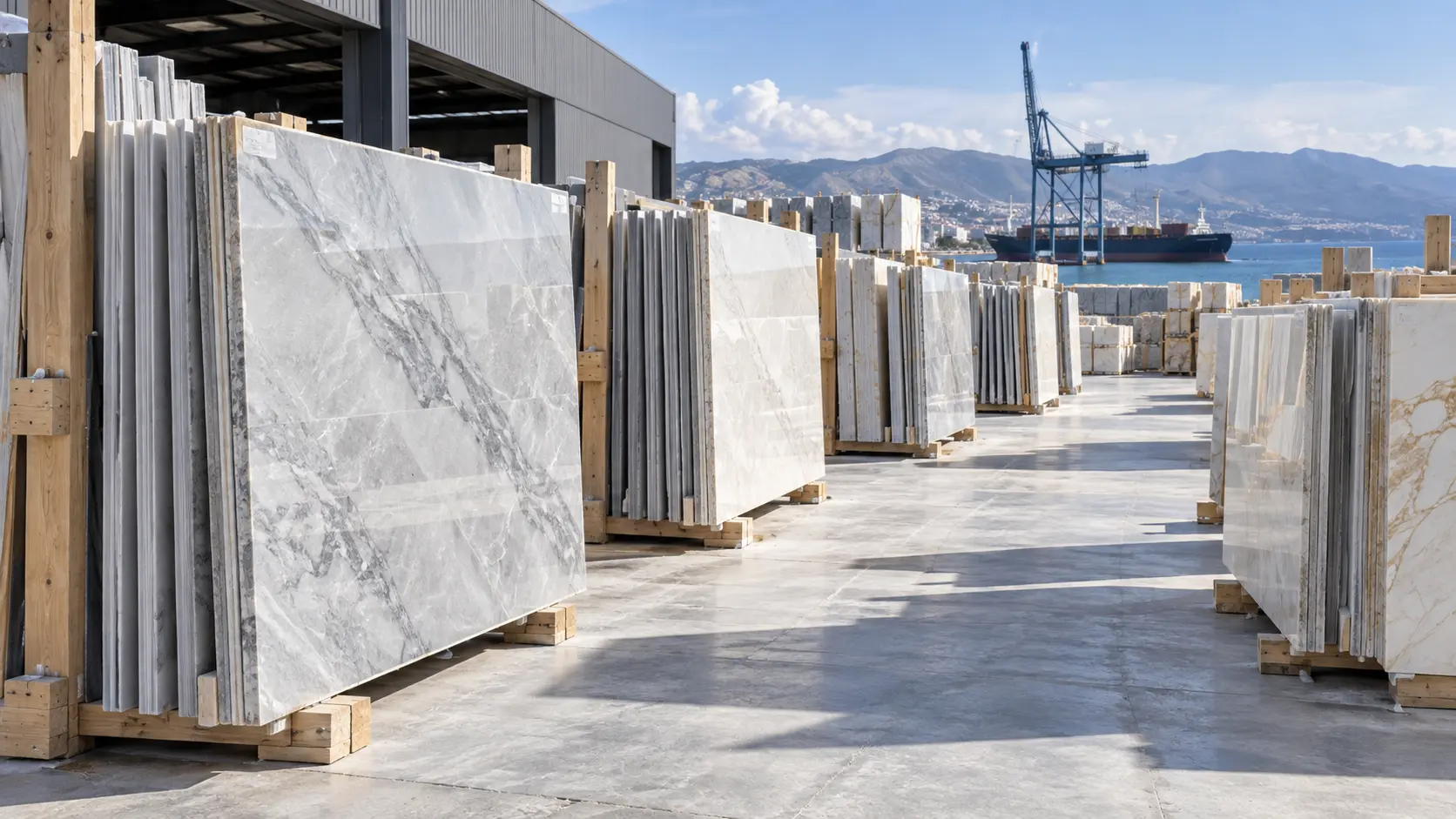 Turkish marble slabs prepared for export
